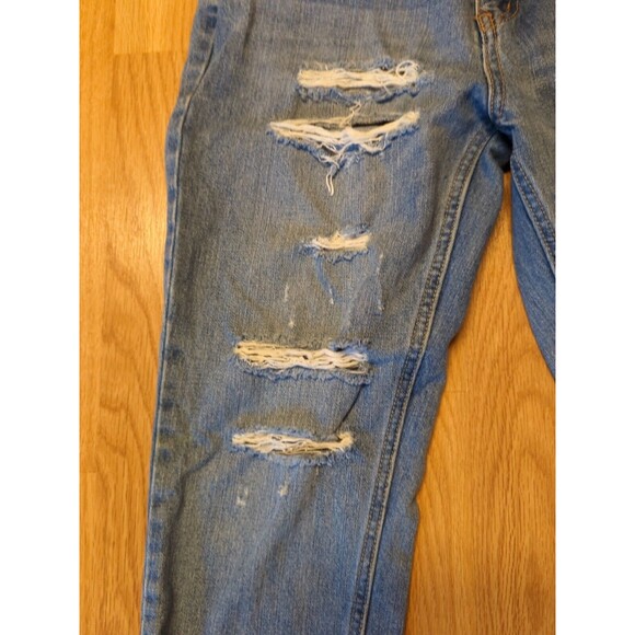 We The Free Jeans Womens 26 Blue Denim High Rise Button Fly Distressed Raw Hem - Picture 3 of 12